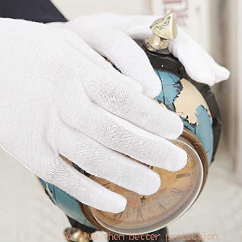 Soft White Cotton Gloves for Moisturizing Dry Hands & Eczema (Large)