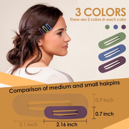 GOOWEAYY Small Flat Hair Clips for Women - 6 Pack in Army Green, Dark Purple, Blue