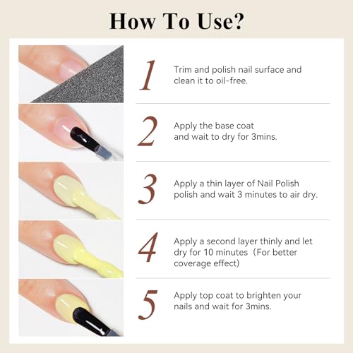 Bevimee Yellow Quick Dry Pastel Nail Polish - Sheer Color, Long-Lasting