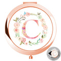 Personalized Initial Compact Mirror - Rose Gold Floral Monogram