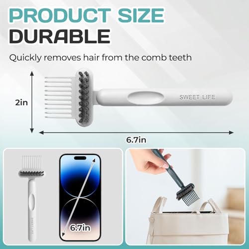 Gray 2-in-1 Hair Brush Cleaning Tool for Home & Salon - Portable