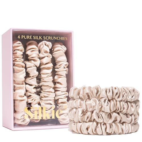 Silkie 100% Mulberry Silk Scrunchies Set of 4