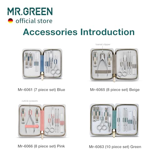 MR.GREEN Fashion Imprint Manicure Sets Professional Nail Clipper Set Personal Care Tool Kits Nial Cutter Gift With Leather Case (Pink(8Pcs Set))