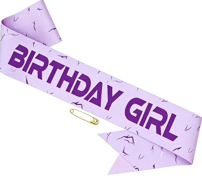 Purple Birthday Girl Sash with Lightning Energy Pattern