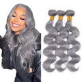 Gray Body Wave Human Hair Bundles 28 30 32 Inch