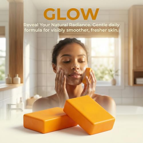 Turmeric Glow Soap 2pcs, Natural Handmade Face & Body Bar, Supports Smooth, Fresh-Looking Skin ? for All Skin Types