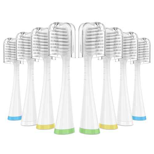 Sensitive Gum Care Replacement Brush Heads for Waterpik Complete Care 5.0/9.0 (CC-01/WP-861), STRB-3WW, Ultra Soft Bristles with Cover, Sonic Electric Tooth Brush Refill Heads (8-Pack, White)