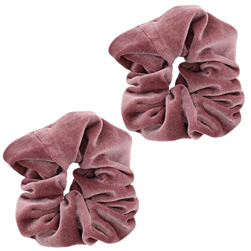 Topkids Accessories - Luxury Velvet Scrunchie Scrunchies Elastic Hair Band Ponytail Holders Hair Scrunchie Hair Bobbles Hair Accessories for Women, Ladies, Girls - Pack of 2 (Dusty Pink)