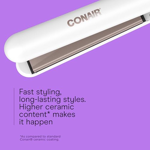 Conair 1" Double Ceramic Flat Iron Hair Straightener with Claw Clip