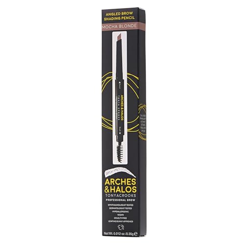 Arches & Halos Angled Brow Shading Pencil - Double Sided Eyebrow Filler and Spoolie - Angled Brush Design for Precise Shaping and Styling - Buildable, Easy Blend Pigment - Mocha Blonde - 0.012 oz