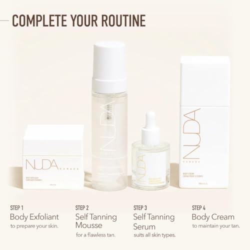 Nuda Hyaluronic Self Tanning Serum - Gradual Sun-Kissed Glow with Hydrating Power, Transfer-Free, Vegan, 1 Fl Oz