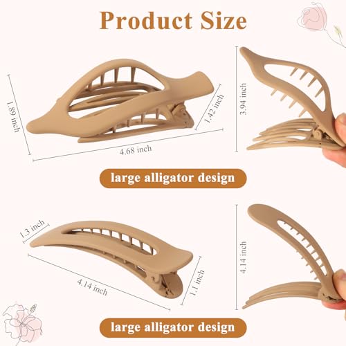 8Pcs Flat Hair Clips, 2 Styles French Concord Flat Hair Clips for Women Girls, Large Curved Claw Clips for Thick Thin Hair, Strong Hold Duck Billed Clip for Wedding Prom Party Hair Decorations