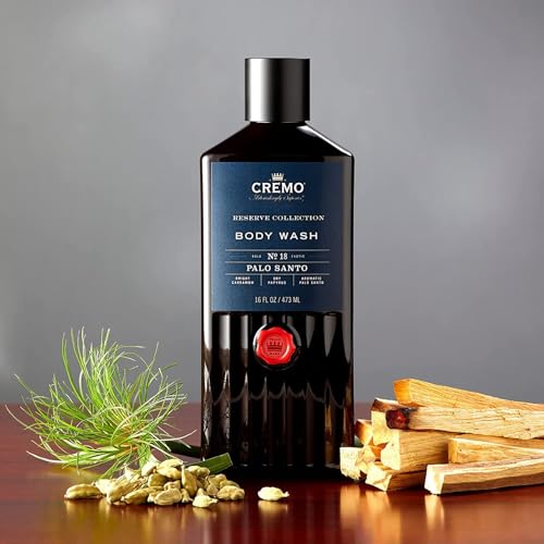 Cremo Rich-Lathering Palo Santo Body Wash for Men, Notes of Bright Cardamom, Dry Papyrus and Aromatic Palo Santo, 16 Fl Oz