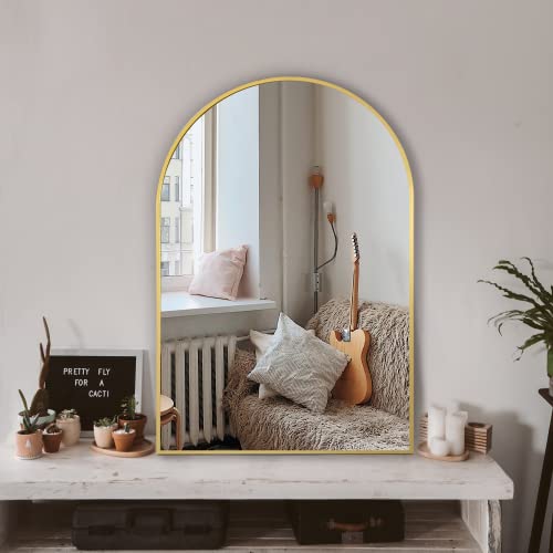 Arched Bathroom Mirror for Wall, 36" x 24" Metal Frame Vanity Mirror,