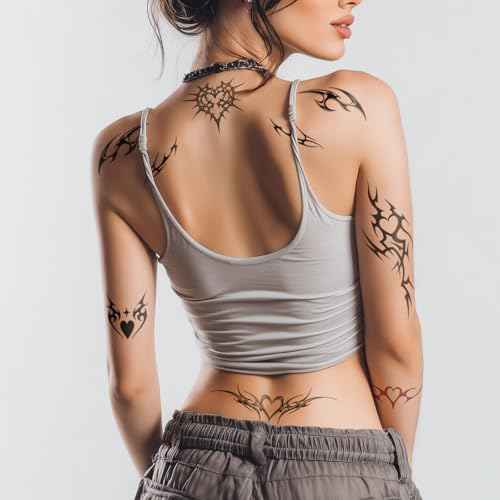 Edgy Y2K Temporary Tattoos | CyberSigilism Tramp Stamps | Realistic Waterproof Fake Tats | Festival, Bachelorette, Halloween, Birthday Favors, Accessories