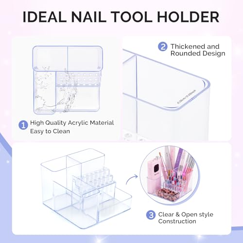 MelodySusie Clear Acrylic Nail Drill Bits Holder - Nail Tech Supplies Organizer