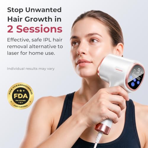 Ubroo IPL Laser Hair Removal Device Rose - 21J Energy, Painless at-Home Hair Reduction