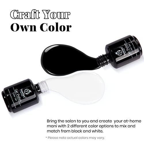 Beetles Gel Nail Polish Kit- 2 Pcs 15ml Black White Colors Polish Set Soak Off Led Polish Nail Art Manicure & Gel Polish Nail Set 20 Colors Fantasyland Collection Pastel Bright Pink Purple Navy Blue