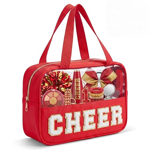 Cheer Makeup Bag with Chenille Letters - Cheerleader Cosmetic Pouch