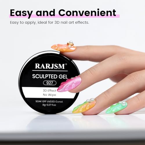 RARJSM Clear 3D Sculpting Gel for Nail Art Chrome Effects & Charm Adhesive
