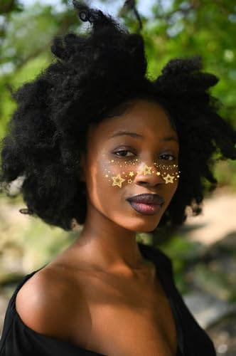 10 Pcs Gold Glitter Stars Temporary Face Tattoos - Waterproof