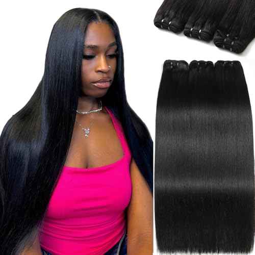 12A Straight Human Hair 10 12 14 Inch Human Hair bundles Unprocessed Brazilian Hair 3 Bundles Raw Human Hair Extensions Quick Weave Natural Color