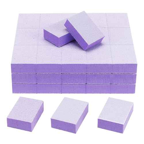 50 PCS Mini Nail Buffer Block, 2 Way Mini Buffers Grit 80/100, Purple Small Buffing Block for Acrylic Nail Gel Polish Nails Pedicure & Manicure
