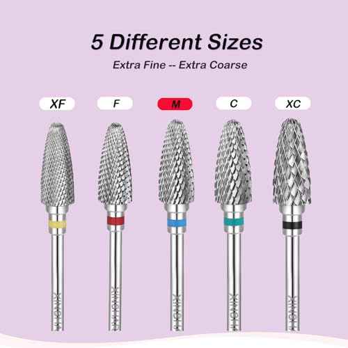 Nail Drill Bits 3/32" Carbide Professional Safety Tungsten Nail File Cone Drill Bit for Acrylic Nail Gel Cuticle cleaner Manicure Pedicure Nail Polishing, Beginner Salon, Medium