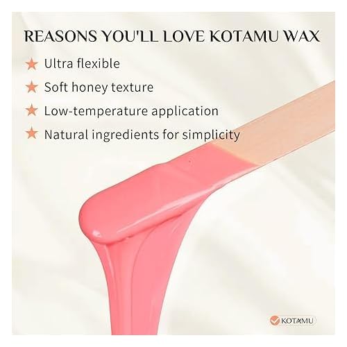 KOTAMU Pink Digital Hair Removal Wax Kit with Pink Wax Beads, Gentle Full Body Hair Removal for Men Women, Perfect for Face, Eyebrows, Lips, Arms, Bikini & More Delicate Areas