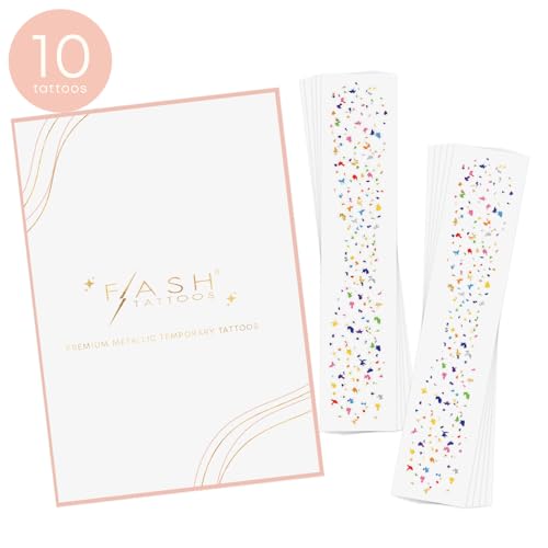 Rainbow Confetti Freckles Flash Tattoos Set of 10