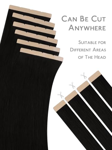 Tape In Hair Extensions Human Hair 14" 50g Jet Black