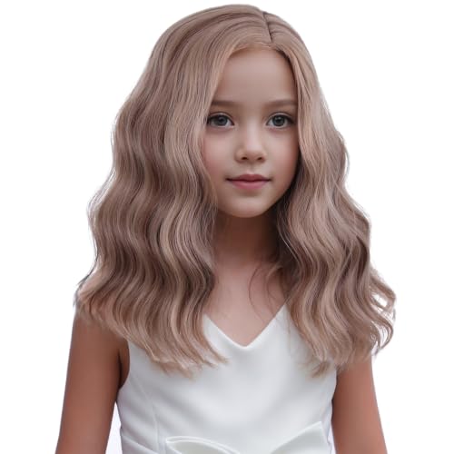 DUDUWIG Blonde Brown Kids Wig - Short Curly Synthetic Hair for Cosplay