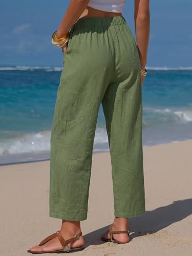 EXLURA Women's Summer Striped Barrel Pants with Pockets
