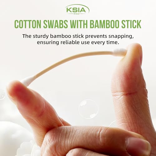 KSIA Klear Cotton Swabs 500 Count - Double Tipped Ear & Makeup Cotton Buds - 5 Pack Bag