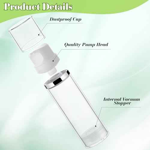 4 Pcs 150ml/5oz Airless Pump Jar Refillable Vacuum Pump Dispenser Bottles Travel Cosmetic Containers for Lotion Essence Shampoo Toiletries