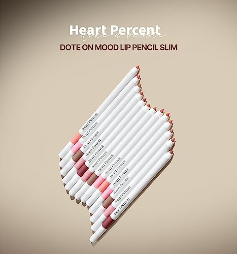 Heart Percent Dote On Mood Lip Pencil Slim, Defines and Fills Creamy Lip Liner Retractable Lipstick Pencil with Built-In Sharpener, #01. Peach Beige