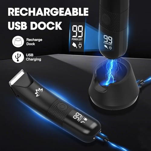 Ball Trimmer for Men & Women, Body Hair Shaver with LED Light