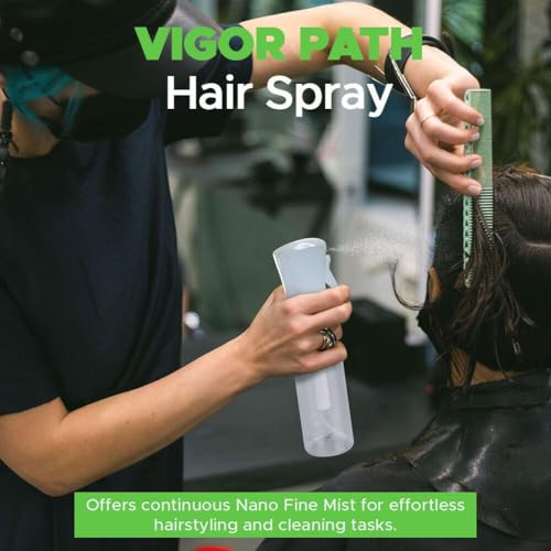 VIGOR PATH Continuous Spray Bottle - Fine Mist Hair & Plant Mister, 300ml (2 Pack)