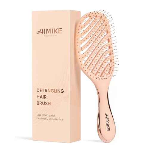 AIMIKE Detangling Brush, Wet Dry Vented Detangler Brush w/Soft Bristles, Pain-Free Detangle Hairbrush Loosens Stubborn Tangles, Extra Gentle on Sensitive and Fine Hair, for Women & Kids