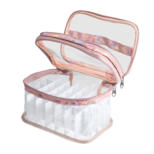 VOCOSTE Nail Bag - Pink Carrying Case for 35 Bottles, Art Organizer & Travel Storage