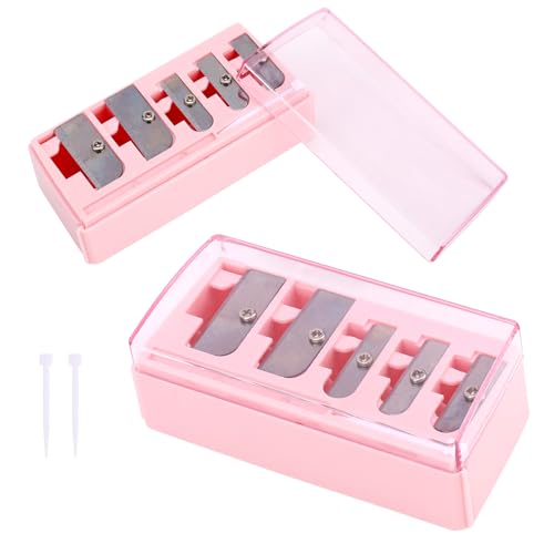 5-Hole Cosmetic Pencil Sharpeners with Cleaning Picks - 2 Pack