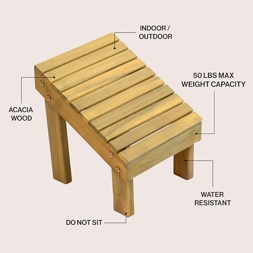 JONATHAN Y STL1004T Saru 11.8" Traditional Classic Solid Acacia Wood Shower Shaving Foot Stool, Light Teak