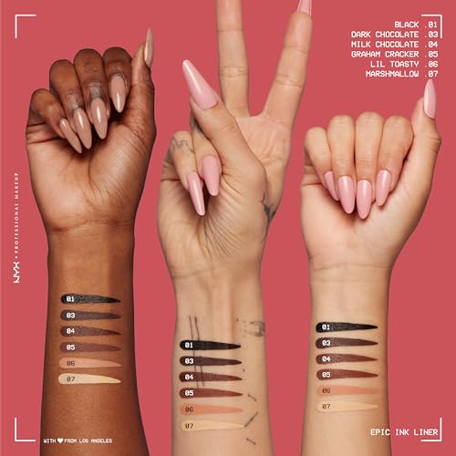 NYX PROFESSIONAL MAKEUP Epic Ink Eyeliner Dark Chocolate 03, 1 Count, Up To 24HR Waterproof