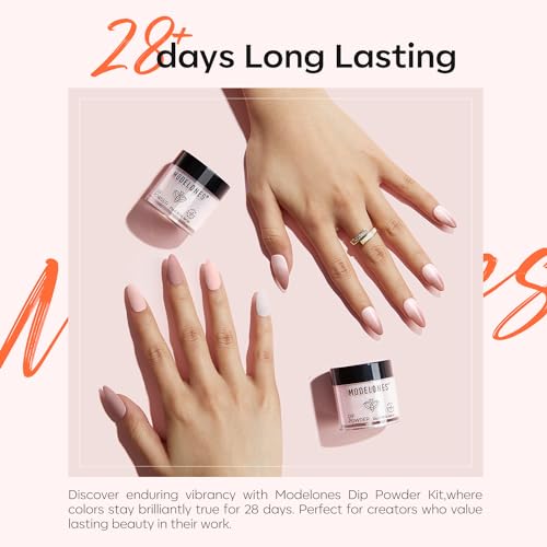 Modelones Dip Powder Nail Starter Kit, 4 Nude Colors 19 Pcs Manicure Set