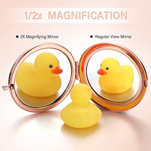 Roowest 12 Pcs Inspirational Compact Mirror Birthday Small Gifts for Mom Women Bulk Double Sided Travel Thank You for Being Awesome Makeup Magnifying Pocket Mirror for Purse(Rose Gold)