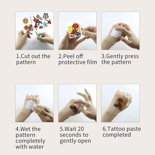 Spider Temporary Tattoos, 10 Sheets Removable Cartoon Stickers