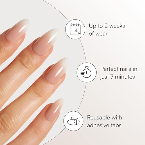 Soft Gel Press On Nails - 30 Pc Kit, Nude Pink Almond