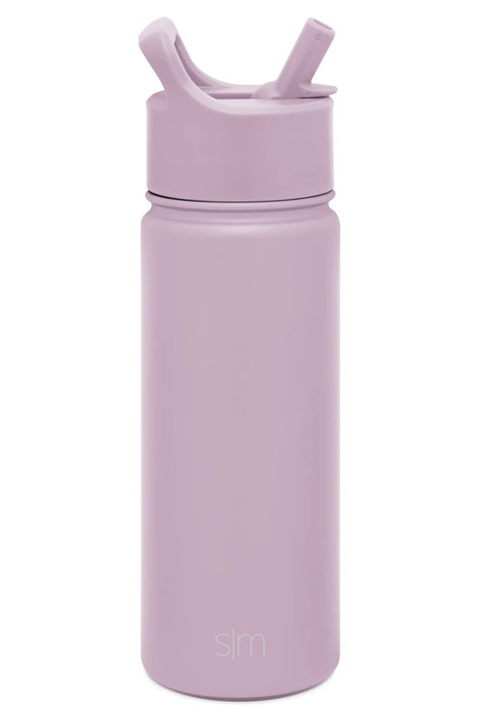 Simple Modern Kids Water Bottle with Straw Lid Vacuum Insulated Stainless Steel Metal Thermos Bottles | Reusable Leak Proof BPA-Free Flask for School | Summit Collection | 18oz, Lavender Mist