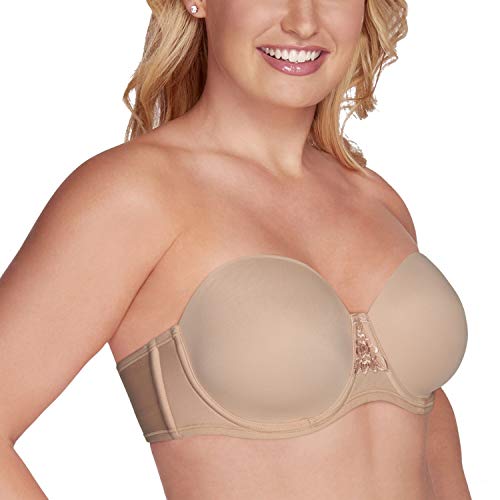 Vanity Fair Women's Beauty Back Smoothing Strapless Bra, 4-Way Stretch Fabric, Lightly Lined Cups up to H, Rose Beige, 34B