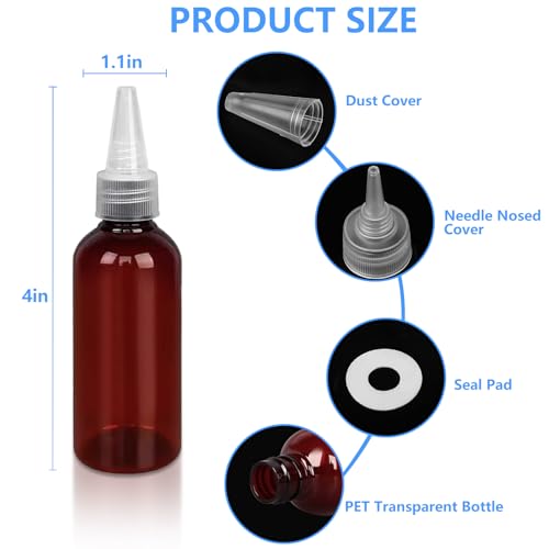 4 Pack 1 Oz Amber Essential Oil Bottles - Refillable Portable Dropper Bottles